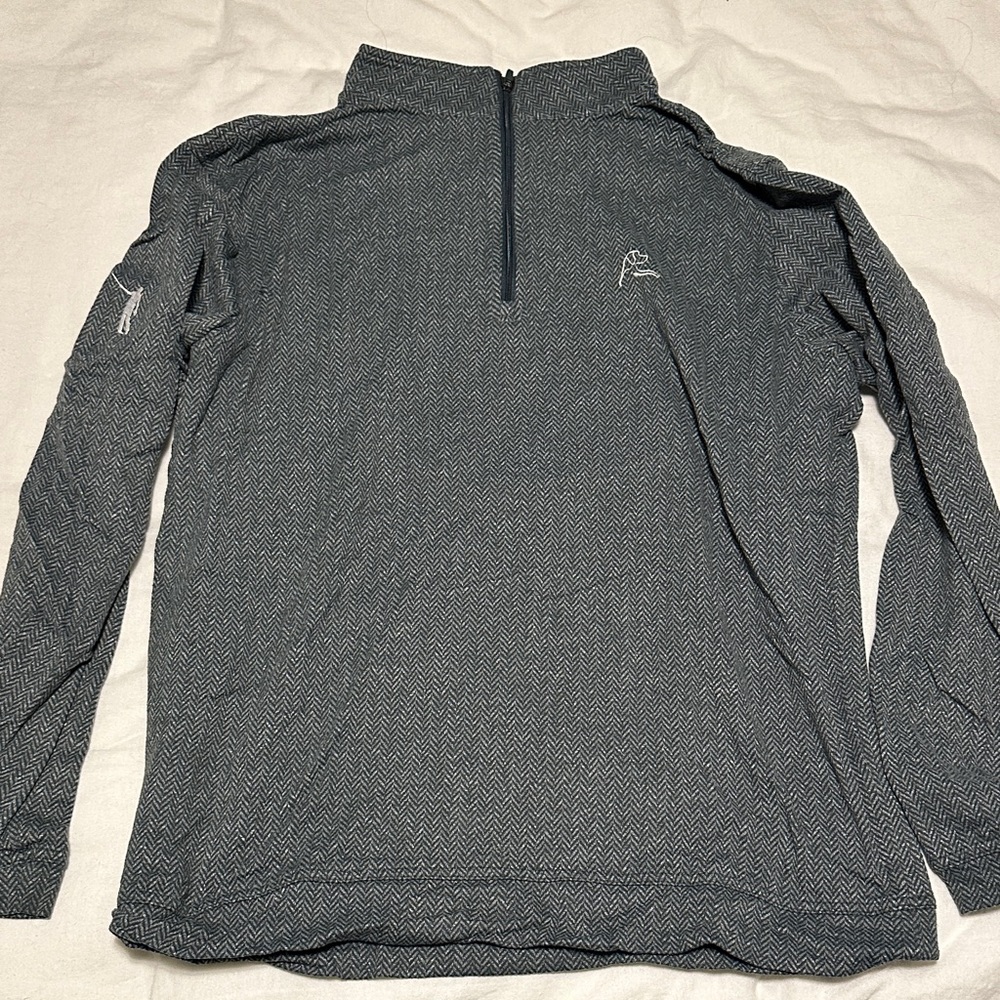 Rhoback x No Laying Up Men's Green Herringbone Golf Quarter Zip